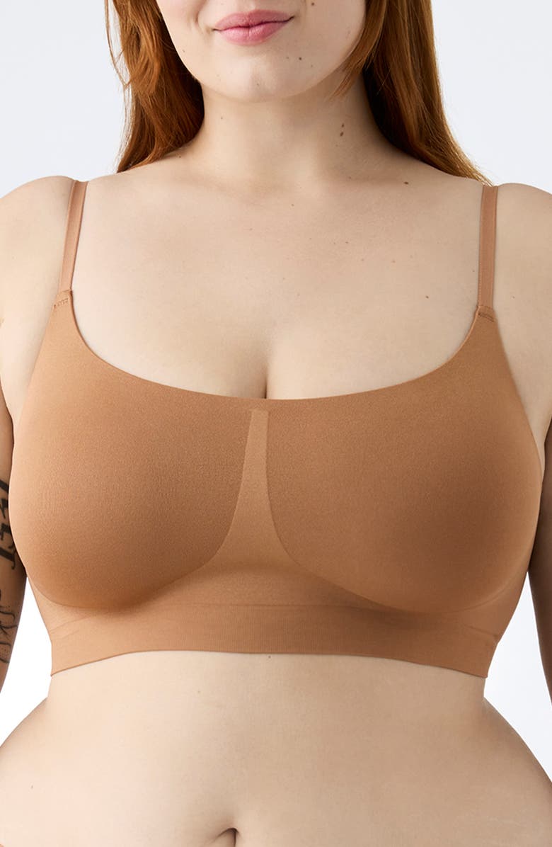 True & Co Soft Form Square Neck Wireless Bra, Main, color, Bronzed