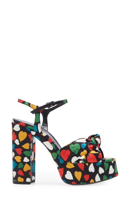 Saint Laurent Heart Print Jacquard Platform Sandal In Multi