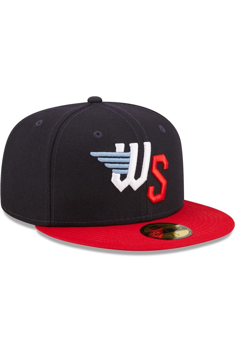 Men's New Era Navy Wichita Wind Surge Authentic Collection Road 59FIFTY Fitted Hat, Alternate, color, Navy
