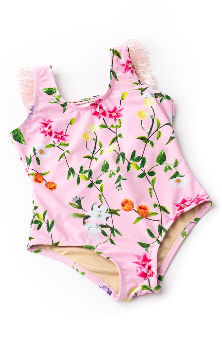 Shade Critters Kids' Wildflowers Fringe Back One-Piece Swimsuit, Alternate, color, 