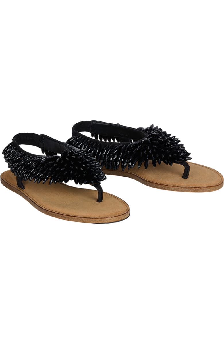 Balmain Flat sandals in suede and beads, Main, color, Black