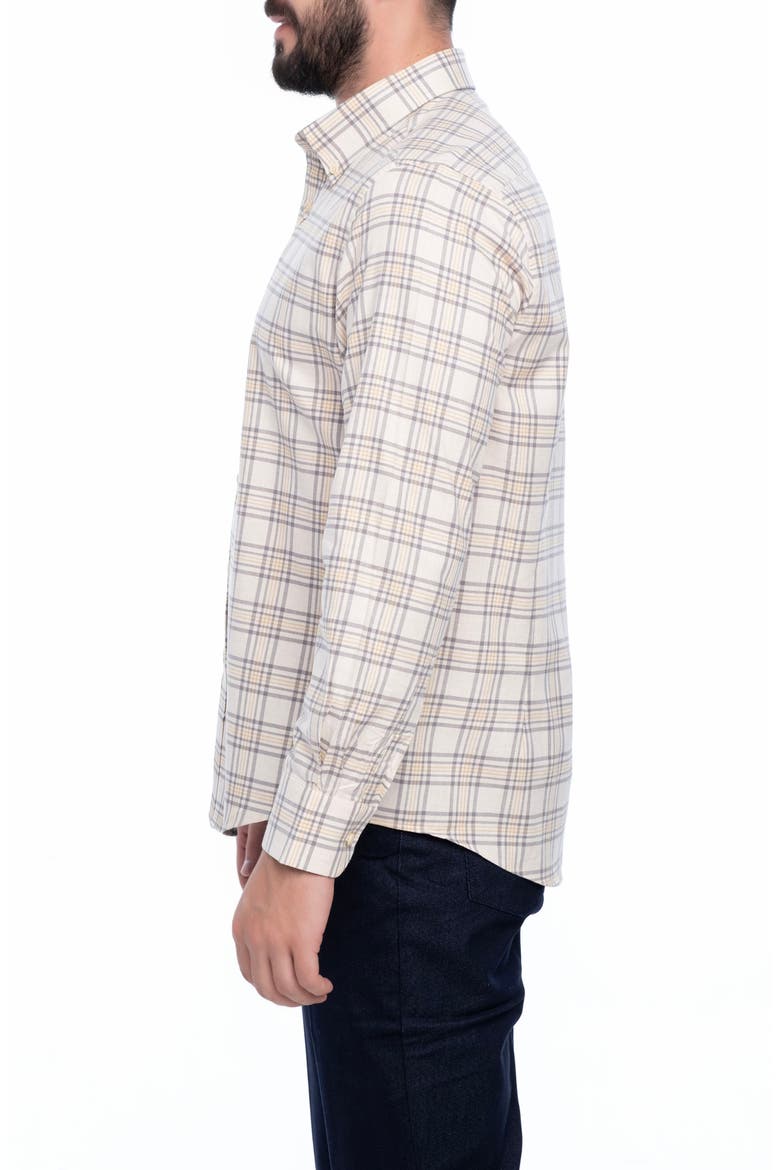 Check Cotton Slim Fit Button Down Shirt, Alternate, color, BEIGE