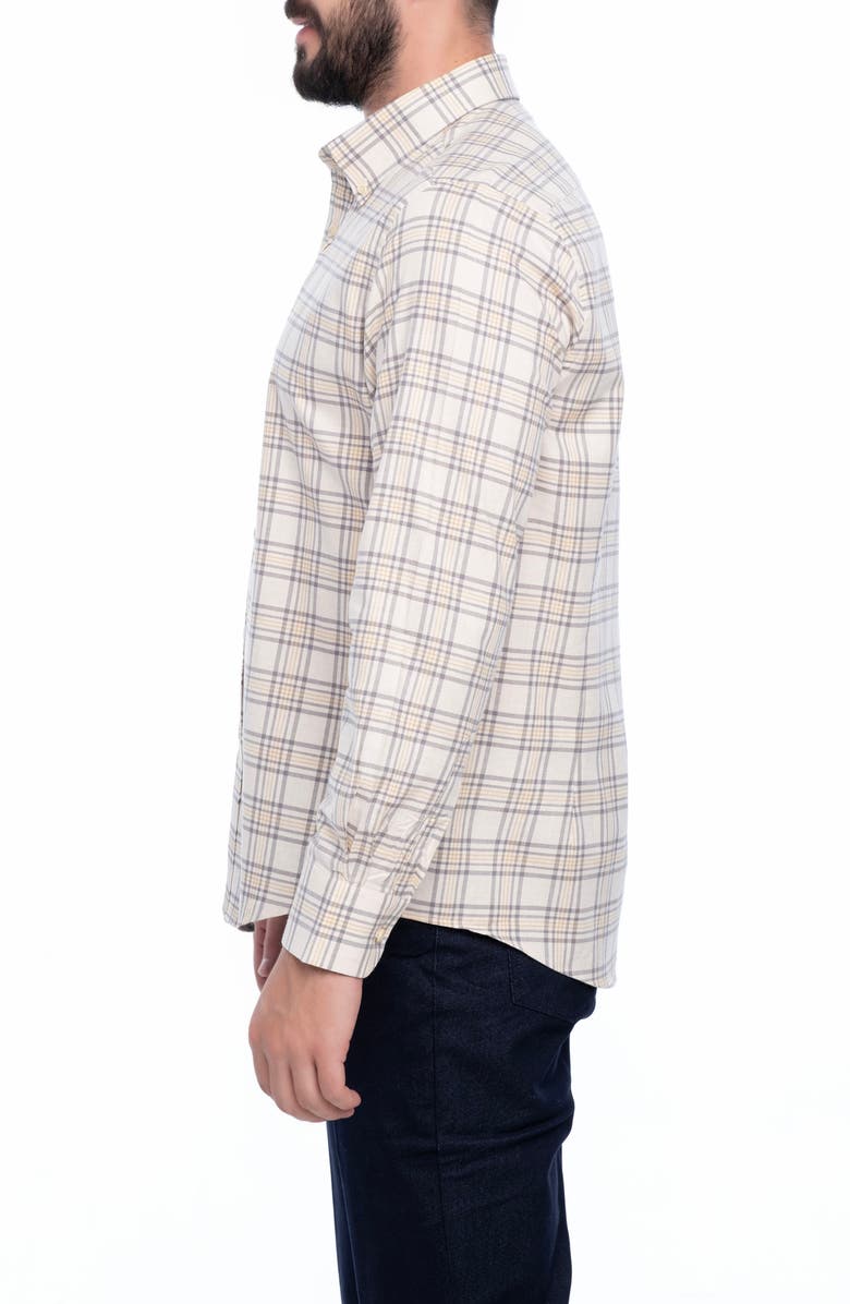 VELLAPAIS Check Cotton Slim Fit Button Down Shirt, Alternate, color, Beige
