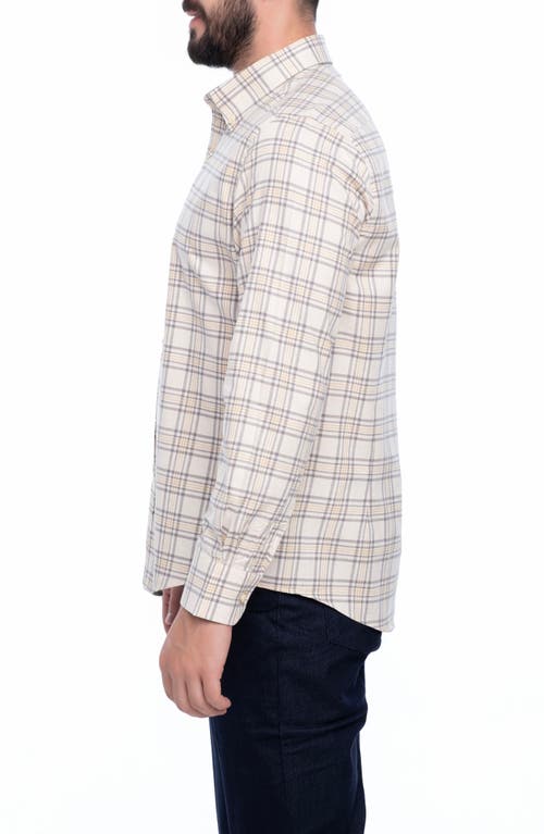 Vellapais Check Cotton Slim Fit Button Down Shirt In Beige