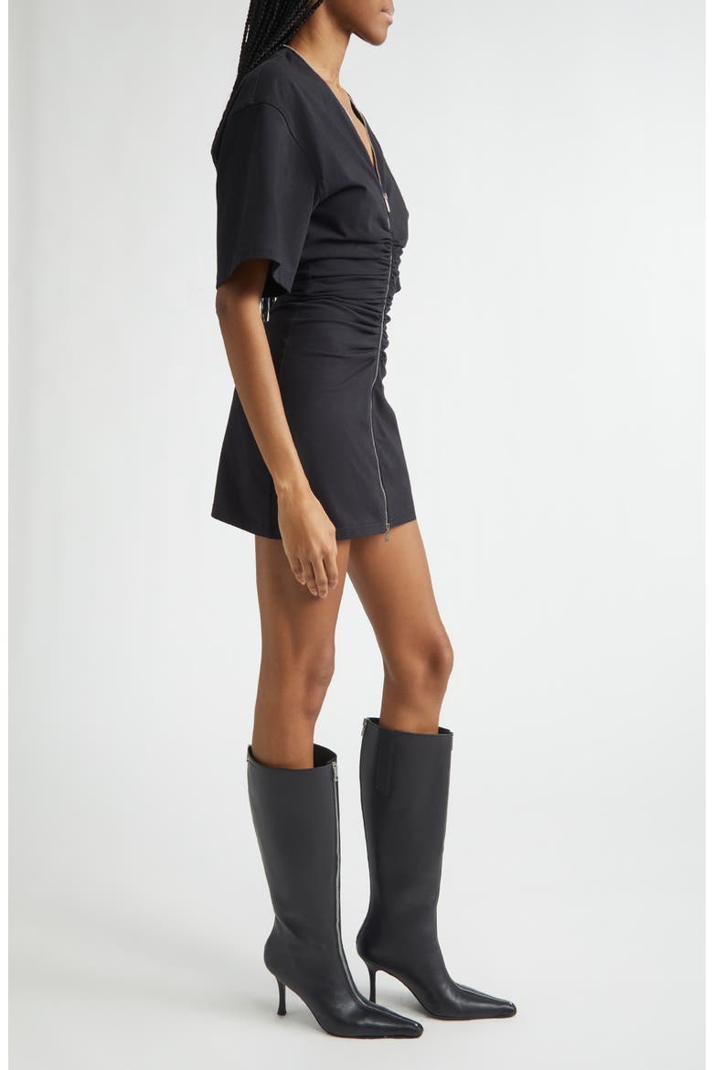 Ruched Zip Knit Minidress, Alternate, color, BLACK