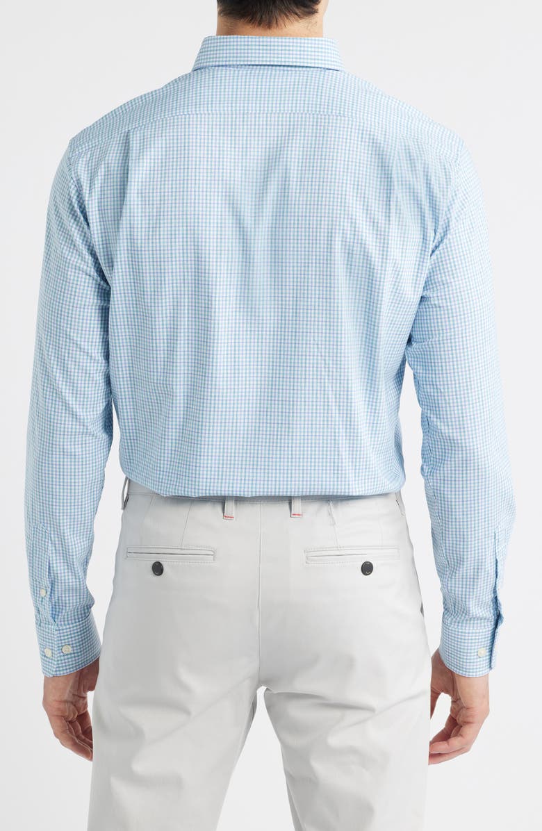 johnnie-O Koby Gingham Performance Button-Down Shirt, Alternate, color, Haze