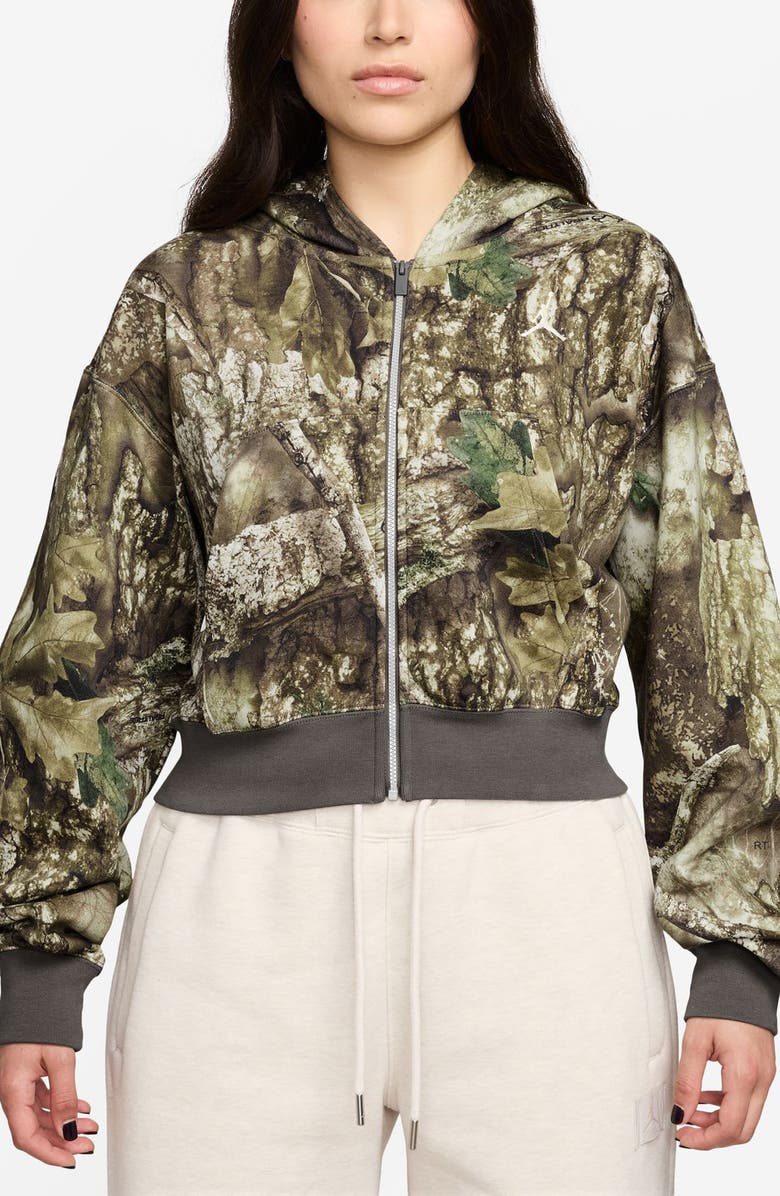 Jordan Realtree<sup>®</sup> Camo Crop Brooklyn Fleece Hoodie, Main, color, Sail/ Sail