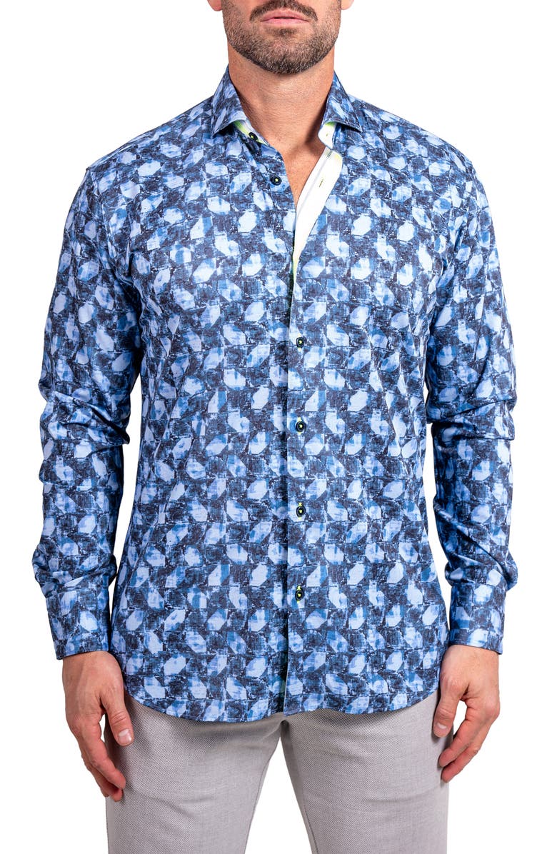 Maceoo Einstein Stretch Ascension Contemporary Fit Button-Up Shirt, Main, color, Blue