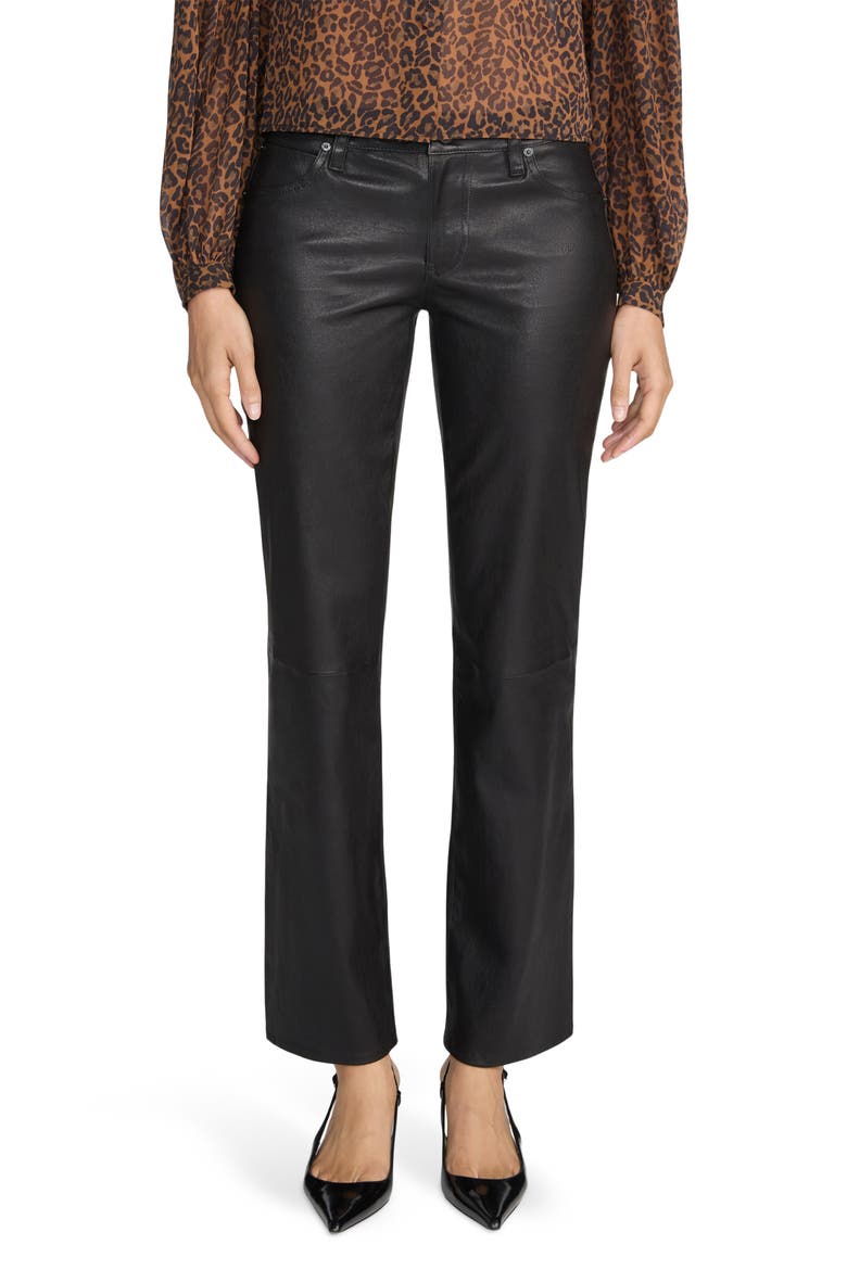 The Cigarette Leather Straight Leg Pants, Main, color, BLACK