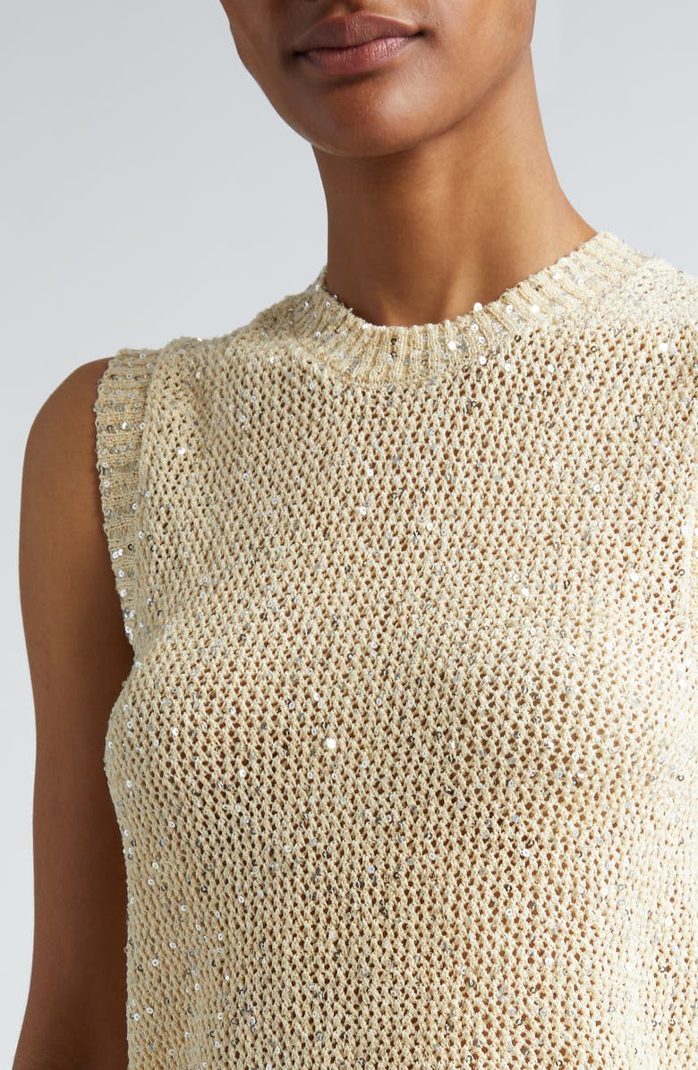 Golden Goose Journey Sequin Sleeveless Sweater, Alternate, color, Heritage White