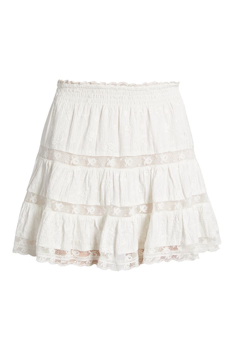 Viro Embroidered Lace Detail Cotton Miniskirt, Alternate, color, WHITE