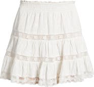 LoveShackFancy Viro Embroidered Lace Detail Cotton Miniskirt