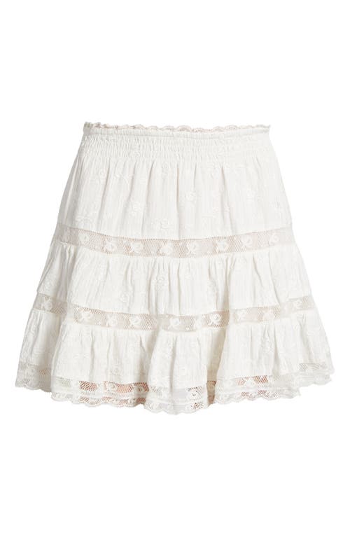 Loveshackfancy Viro Embroidered Lace Detail Cotton Miniskirt In White