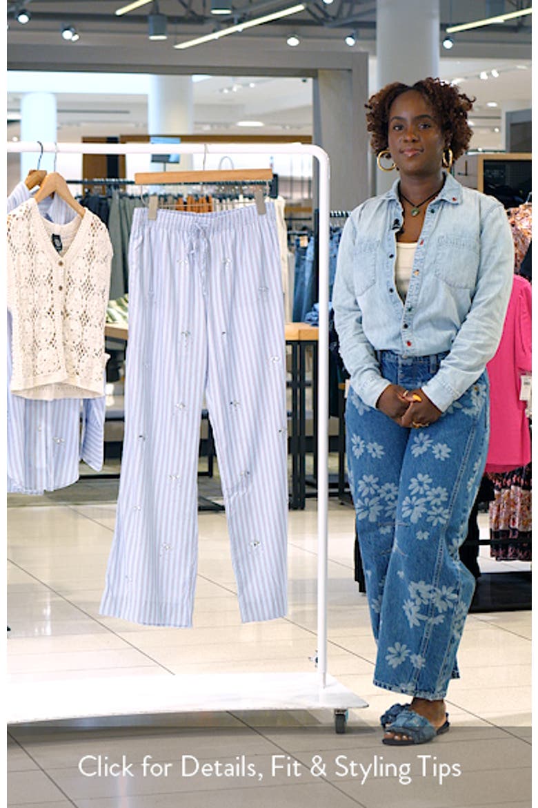 Crystal Embellished Stripe Drawstring Pants video