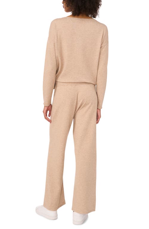 Vince Camuto Wide Leg Drawstring Sweatpants In Warm Oatmeal Heather