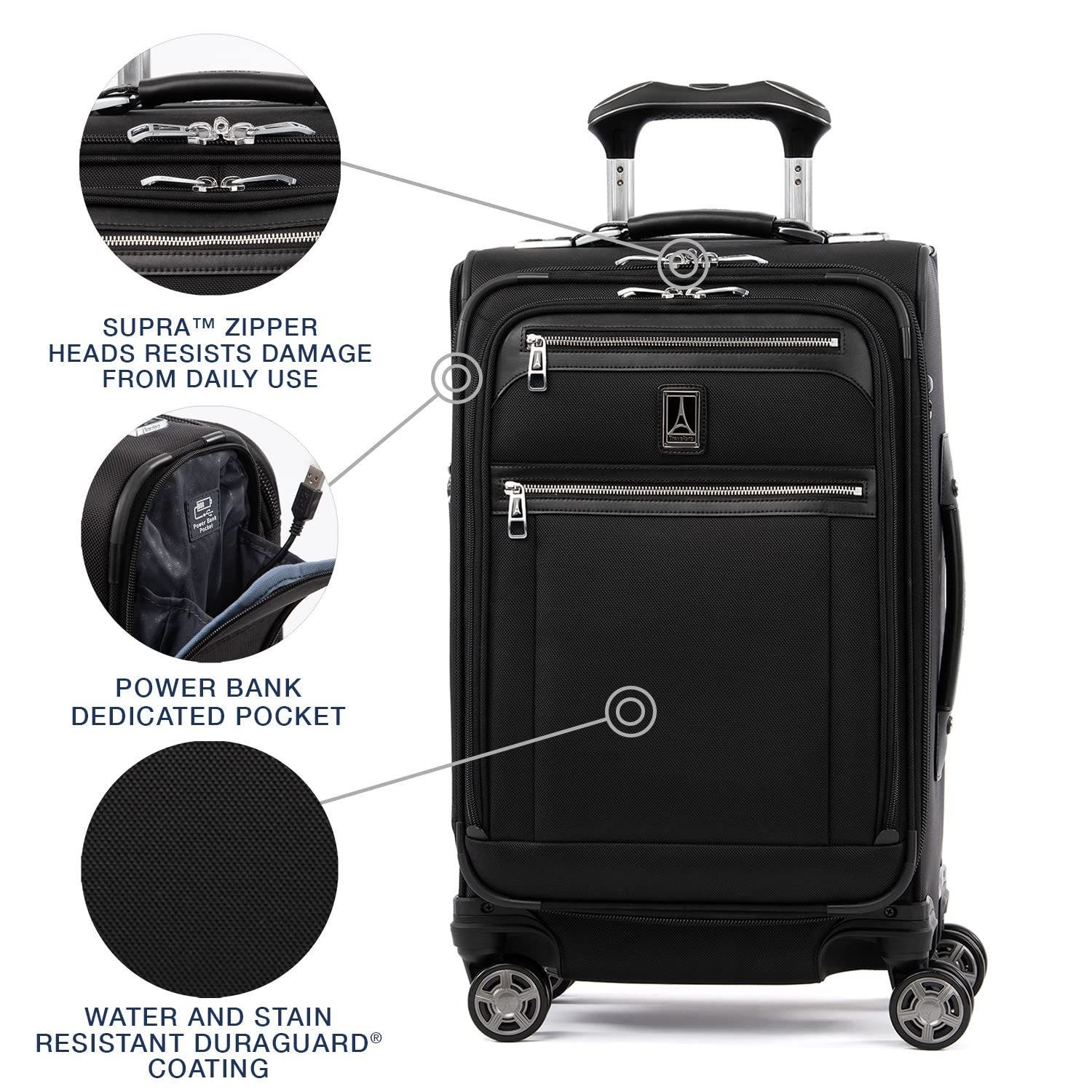 TRAVELPRO Platinum Elite Softside Expandable Carry-On 21-Inch Luggage, Alternate, color, Shadow Black