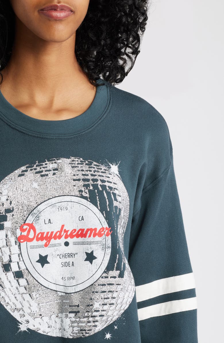 Daydreamer Disco Ball Varsity Cotton Graphic Sweatshirt, Alternate, color, 