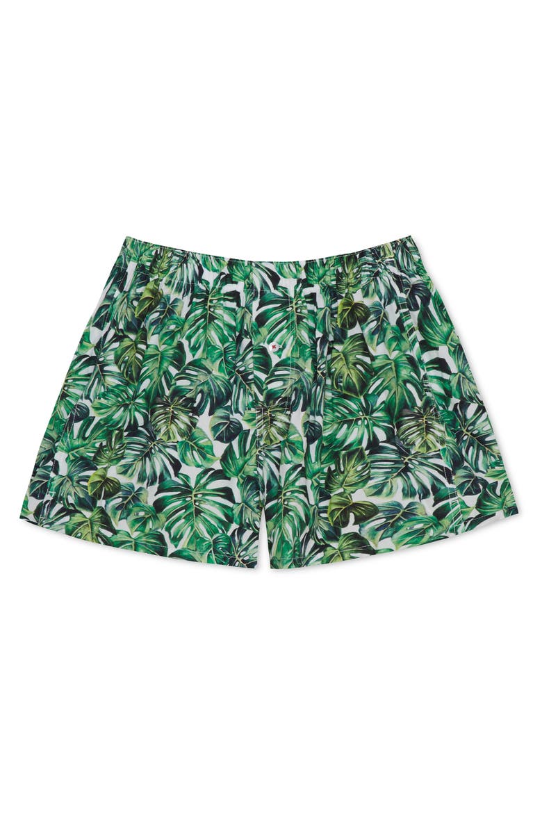 Organic Cotton Monstera Boxer Short, Main, color, GREEN