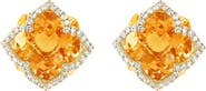 EFFY 14K Yellow Gold Citrine Diamond Halo Stud Earrings