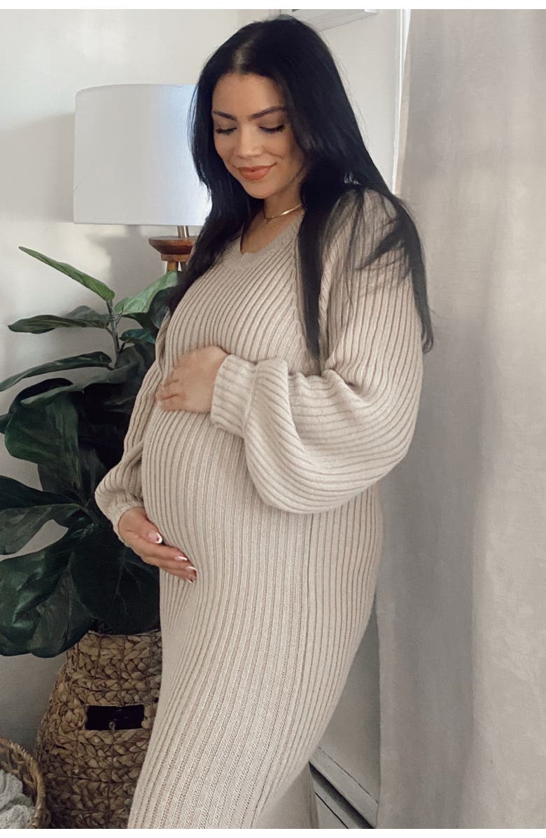 PinkBlush Side Slit Maxi Sweater Dress, Alternate, color, 