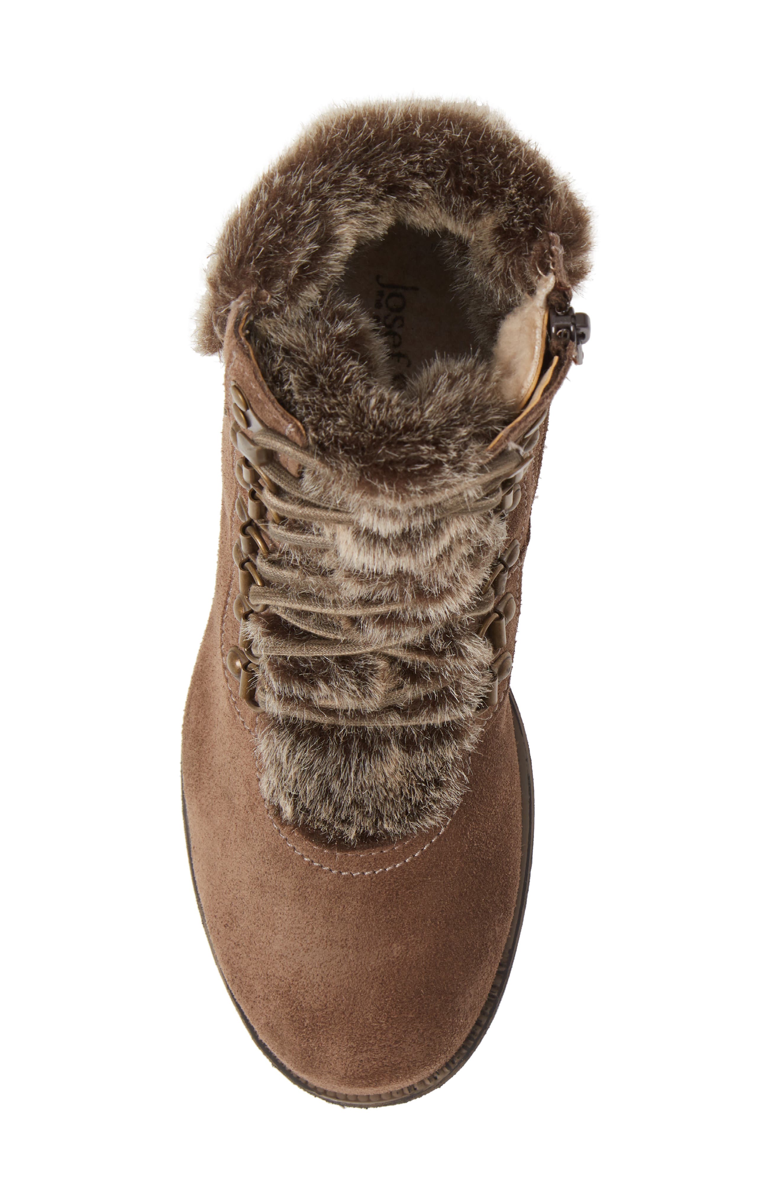 Sandra 67 Waterproof Faux Fur Trim Bootie, Alternate, color, TAUPE SUEDE