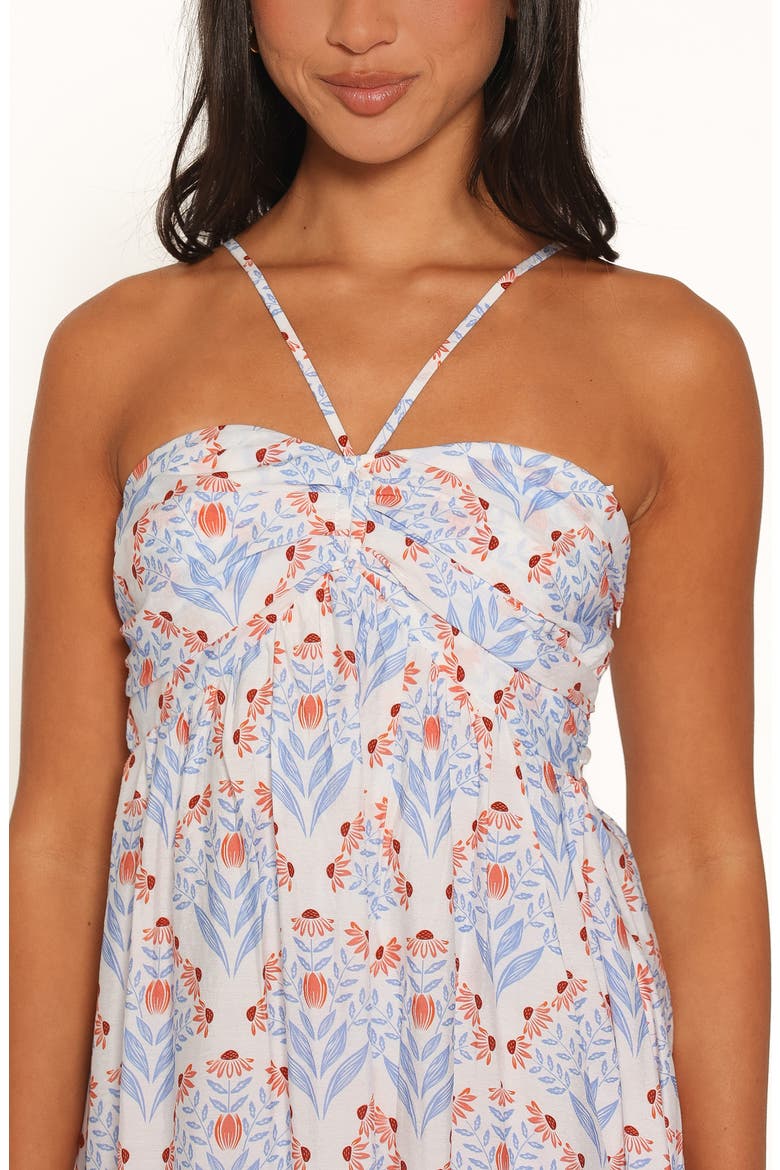 Cascade Halter Neck Maxi Dress, Alternate, color, CREAM BLUE