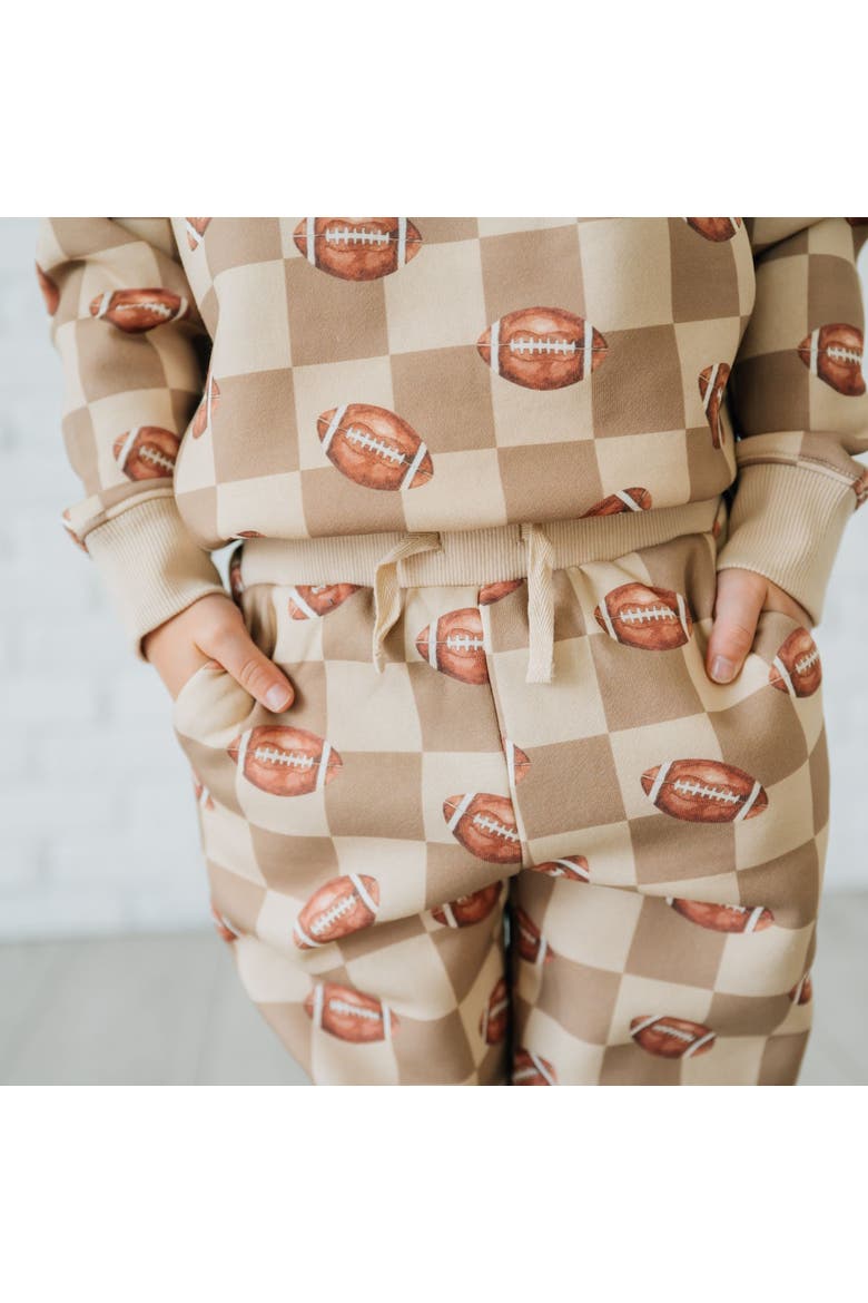 Football Checkered Sweatshirt & Jogger Set, Alternate, color, Natural