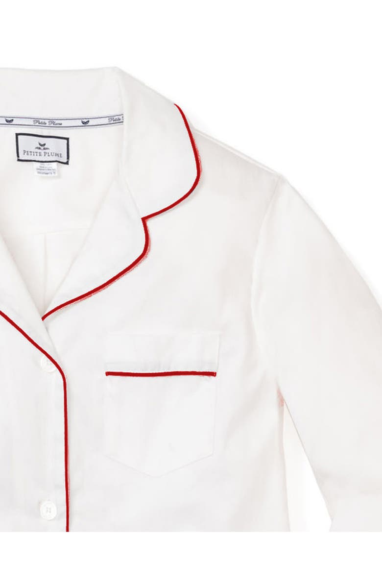 Petite Plume Contrast Piping Pajamas, Alternate, color, White