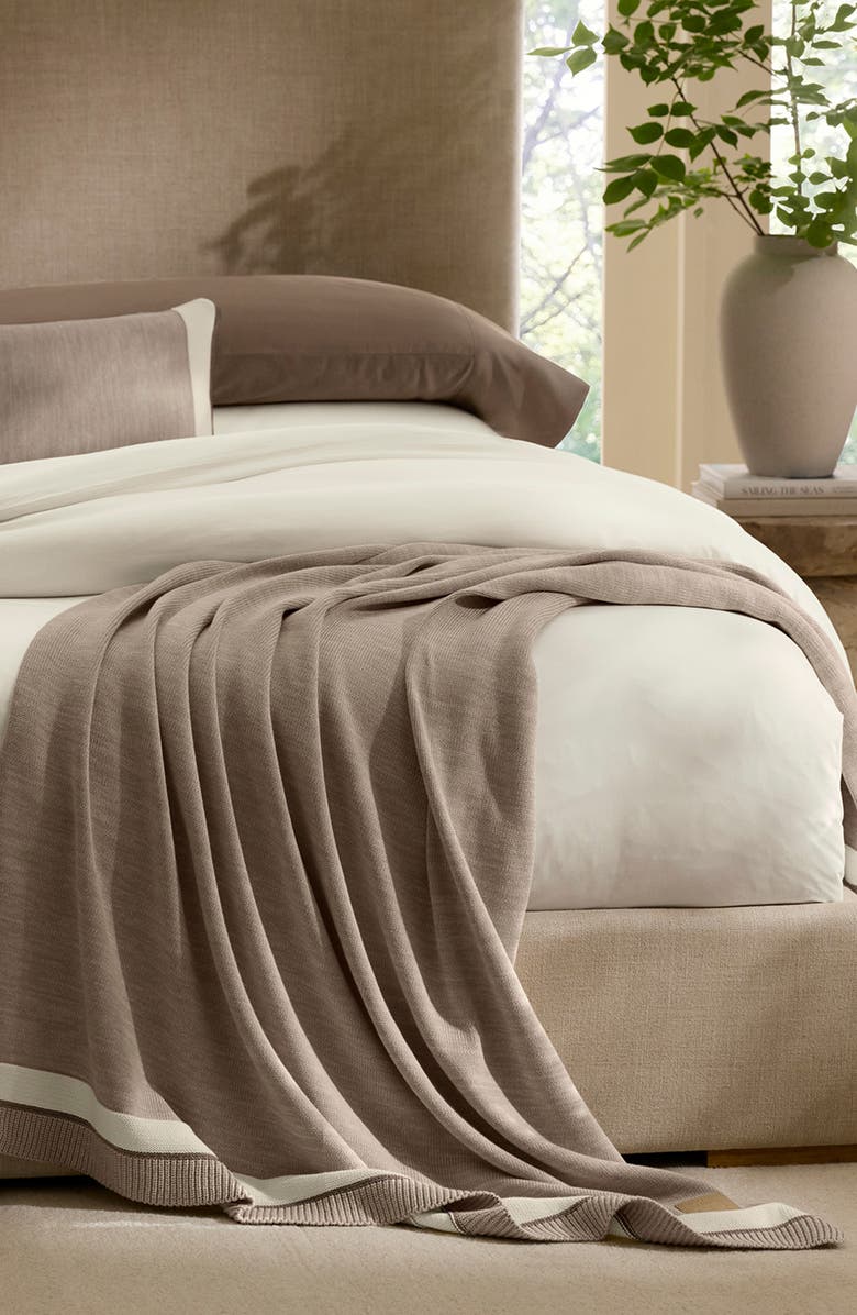 Boll & Branch Court Knit Throw Blanket, Alternate, color, Heathered Oatmeal