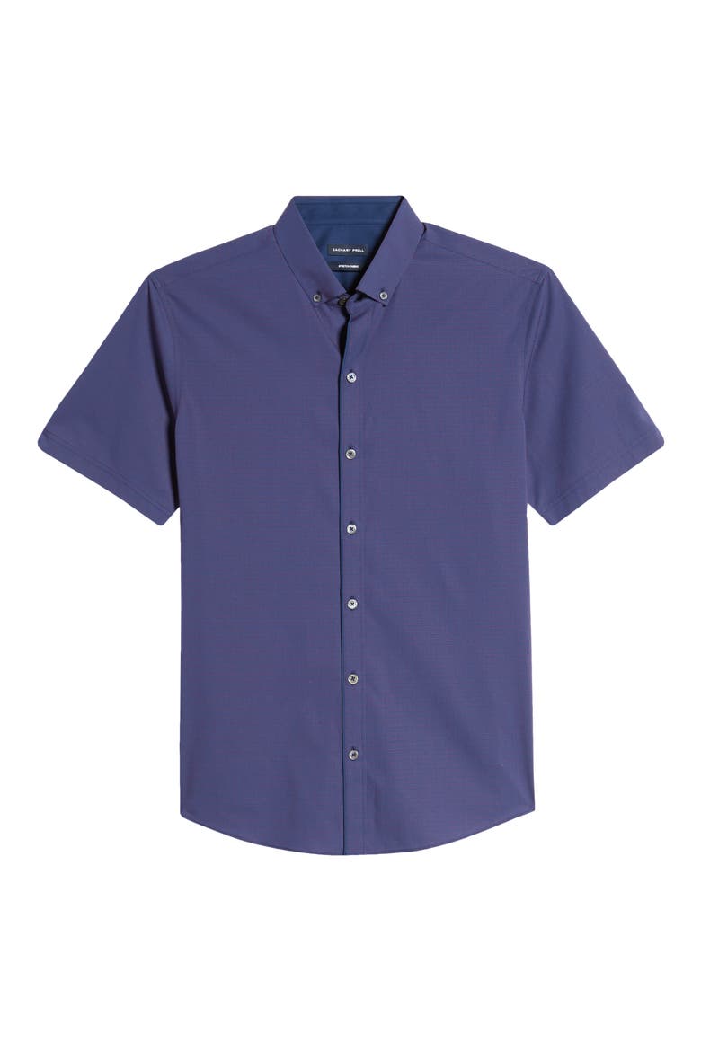 Classic Fit Dobby Short Sleeve Button-Down Shirt, Alternate, color, PURPLE