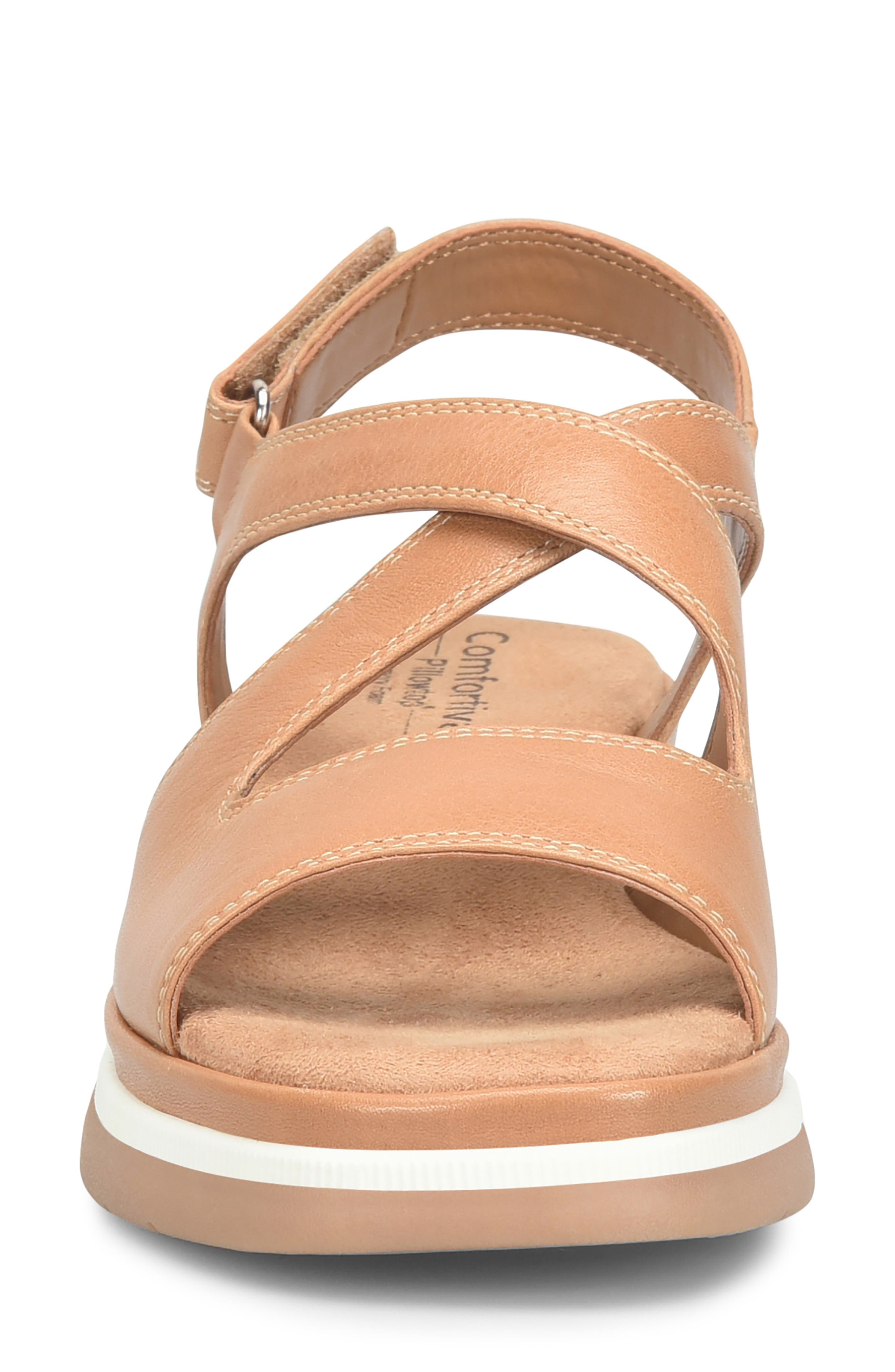 Amethyst Slingback Platform Wedge Sandal, Alternate, color, CARAMEL
