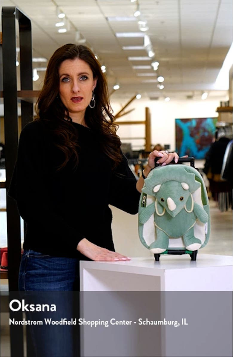 Kids' Dino Trolley Rolling Backpack with Removable Stuffed Animal, sales video thumbnail