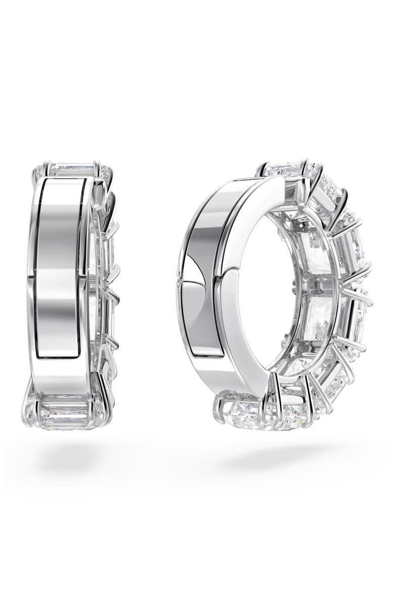Millenia Clip-On Earrings, Alternate, color, WHITE/ SILVER