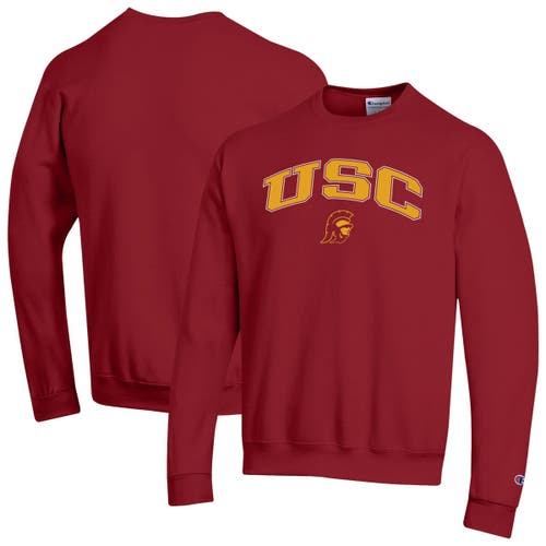 Champion Cardinal Usc Trojans Arch Over Logo Pullover Sweatshirt In Red