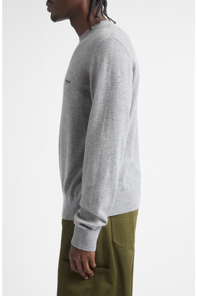 Logo Embroidered Wool & Cashmere Crewneck Sweater, Alternate, color, LIGHT GREY MELANGE