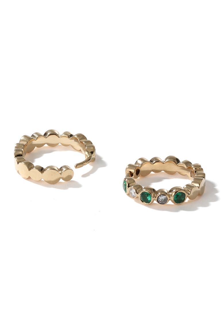 Bubbly Diamond Mini Hoop Earrings, Alternate, color, EMERALD