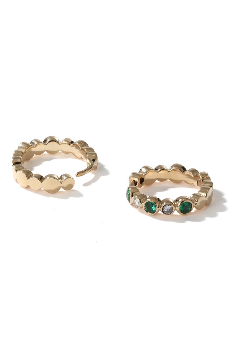 Mark Henry Bubbly Diamond Mini Hoop Earrings, Alternate, color, Emerald