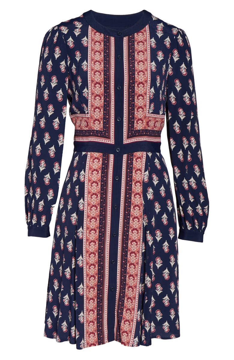 Gal Meets Glam Collection Print Button Front Long Sleeve Dress, Alternate, color,