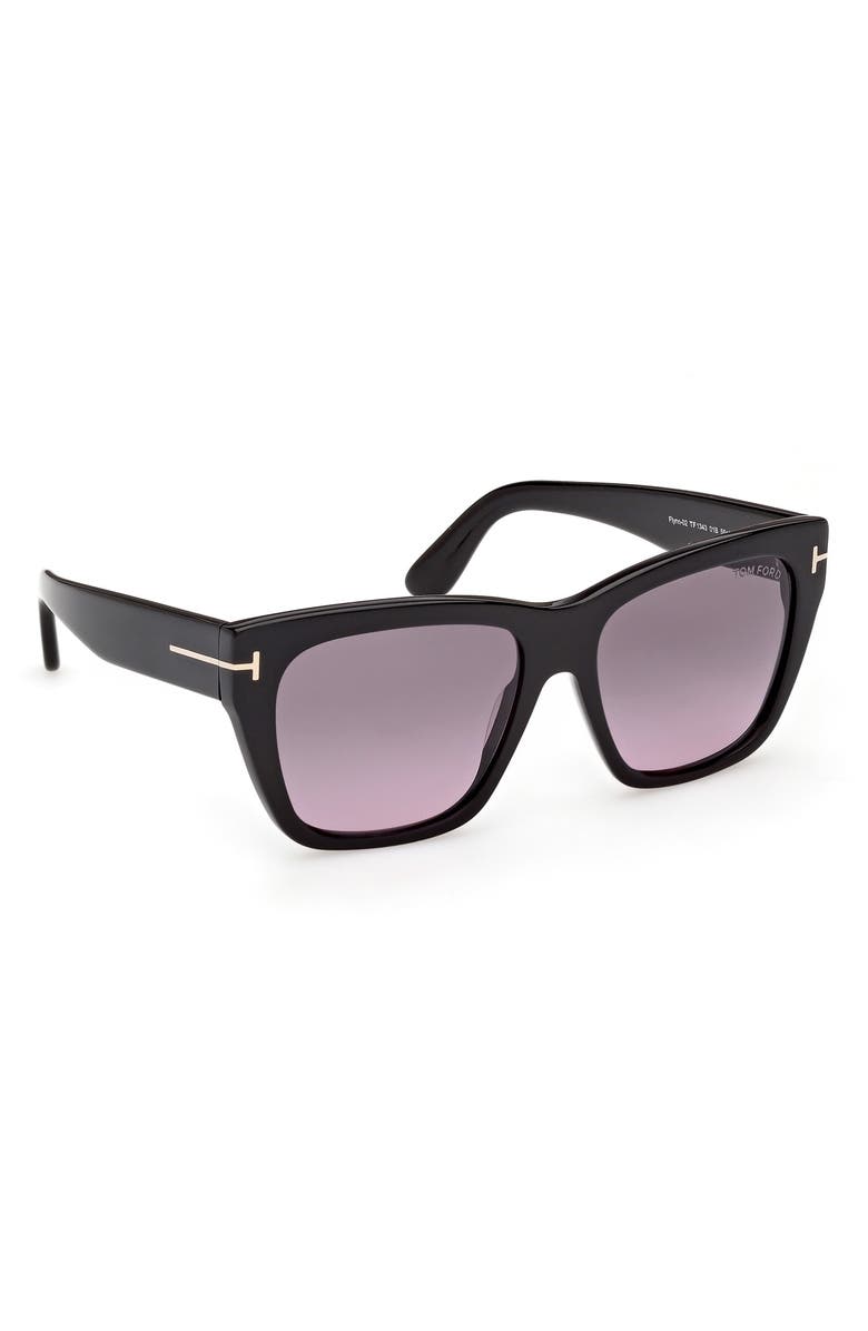 TOM FORD Flynn 55mm Gradient Butterfly Sunglasses, Alternate, color, Black / Gradient Smoke