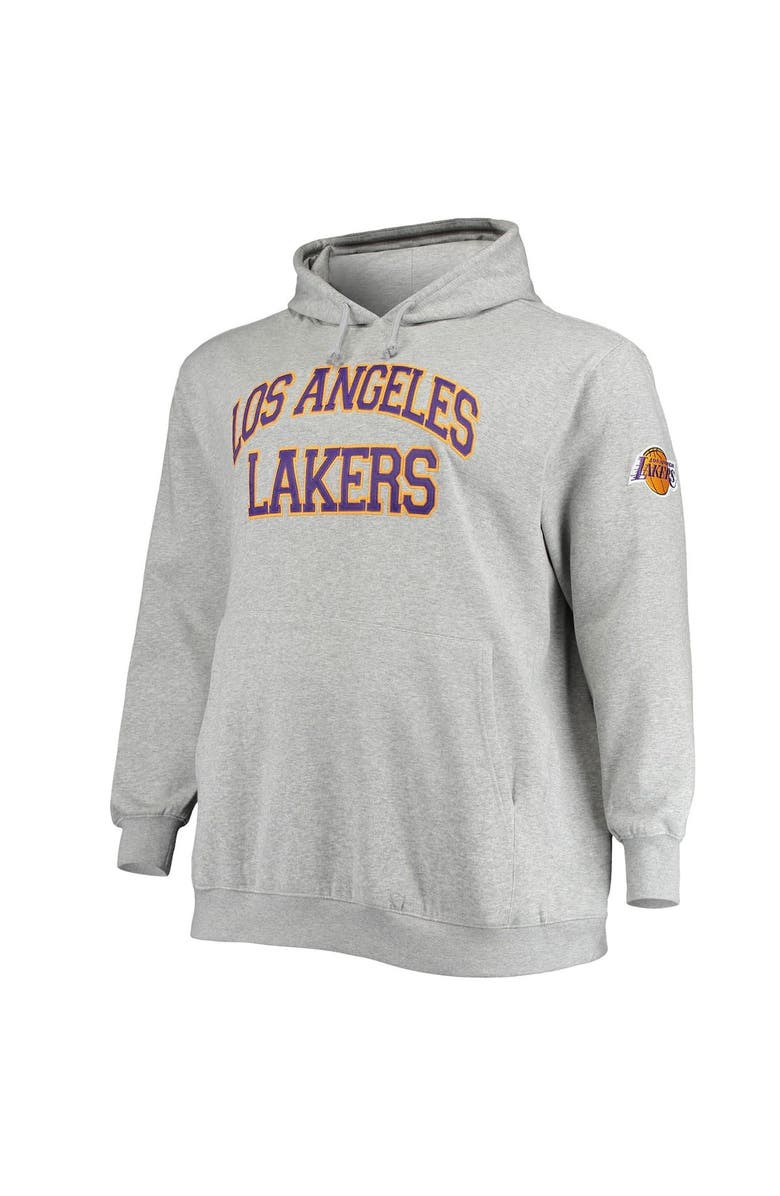 Mitchell & Ness Men's Mitchell & Ness Heathered Gray Los Angeles Lakers Hardwood Classics Big & Tall Throwback Pullover Hoodie, Alternate, color, Heather Gray
