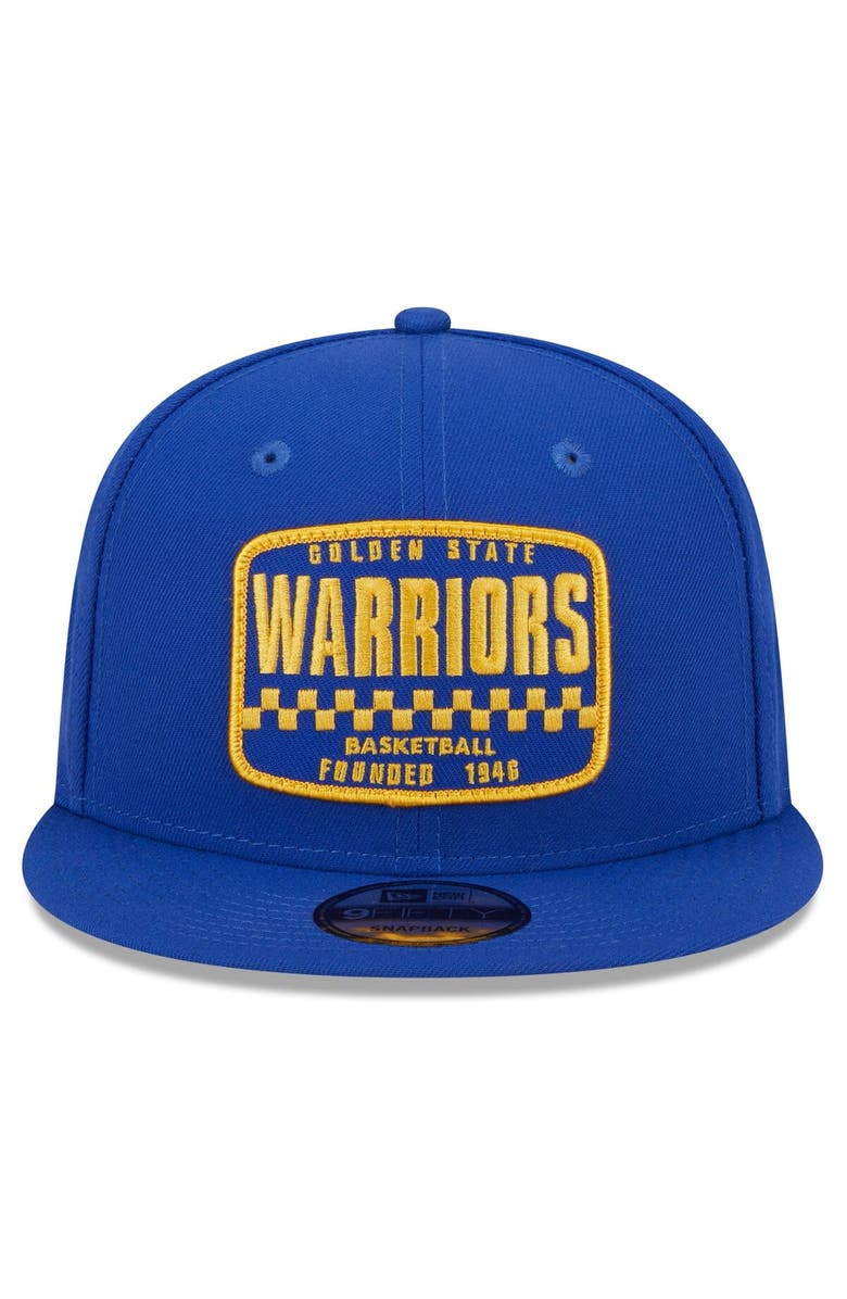 New Era Men's New Era Royal Golden State Warriors  Rally Drive Finish Line Patch 9FIFTY Snapback Hat, Alternate, color, Blue