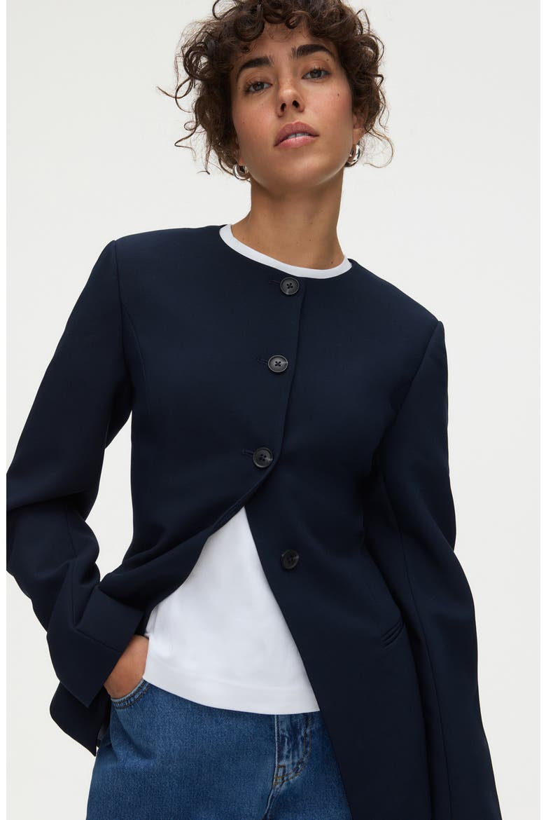 Daphne Collarless Jacket, Alternate, color, NAVY