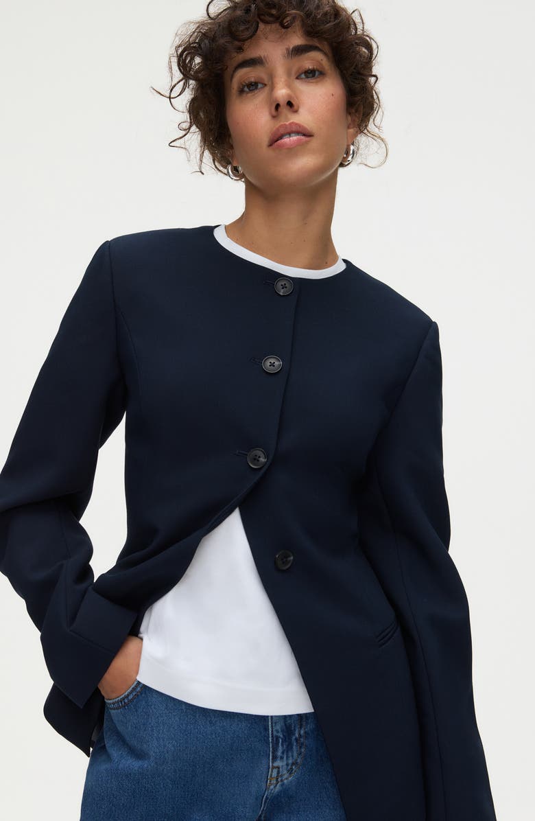 ALIGNE Daphne Collarless Jacket, Alternate, color, Navy