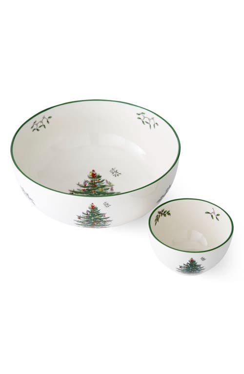 Spode Christmas Tree Tiered Chip And Dip, 10" In Green