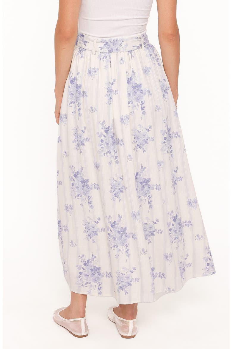 Xander Tie Waist Cotton & Linen Maxi Skirt, Alternate, color, LILAC FLORAL