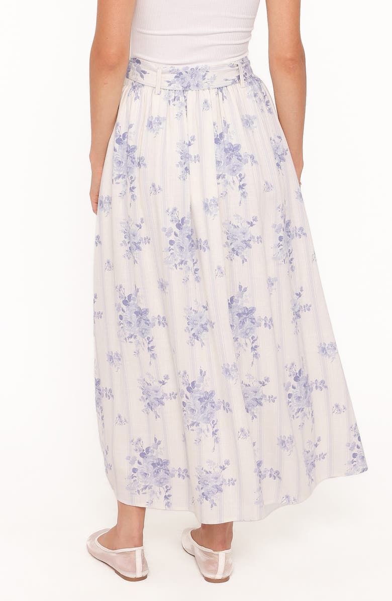 Petal & Pup Xander Tie Waist Cotton & Linen Maxi Skirt, Alternate, color, Lilac Floral