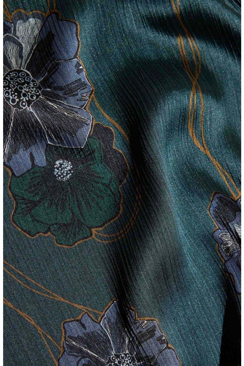 Aubree Long Sleeve Printed Midi Dress, Alternate, color, Steel Teal
