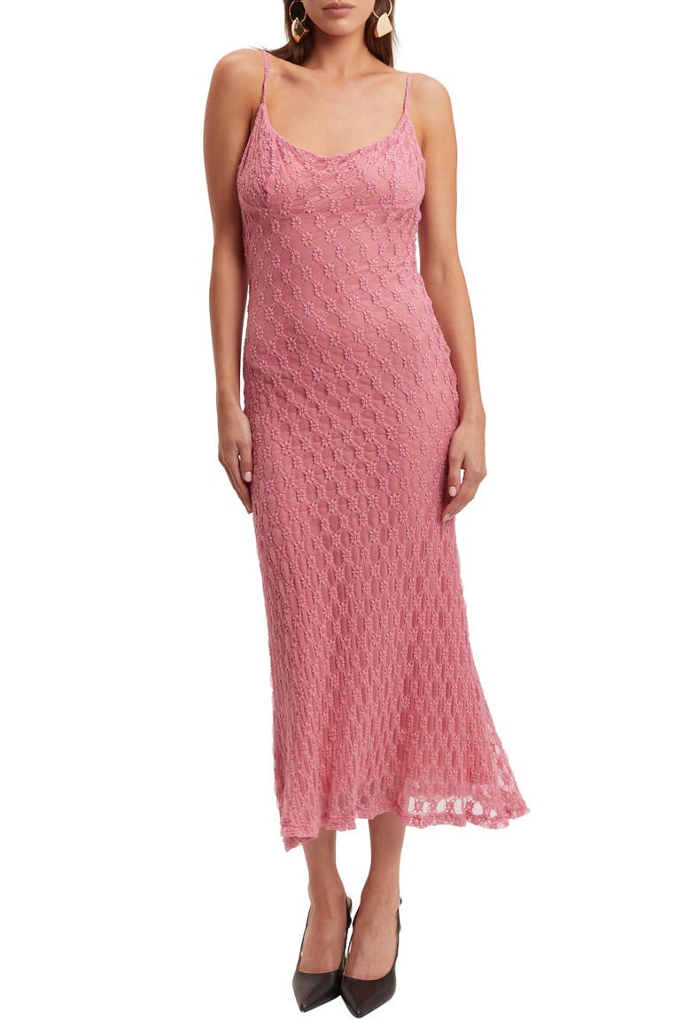Adoni Floral Embroidered Mesh Slipdress, Main, color, LILI PINK