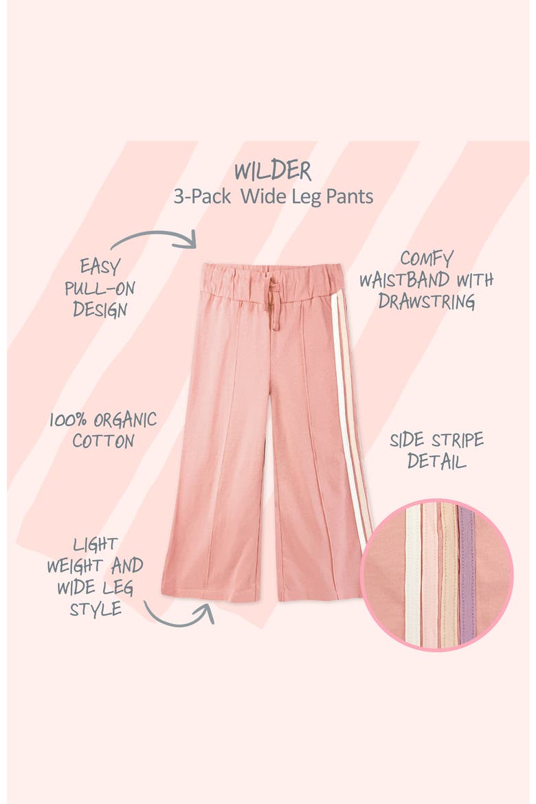 Kids' Wilder Assorted 3-Pack Organic Cotton Sweatpants, Alternate, color, SORBET
