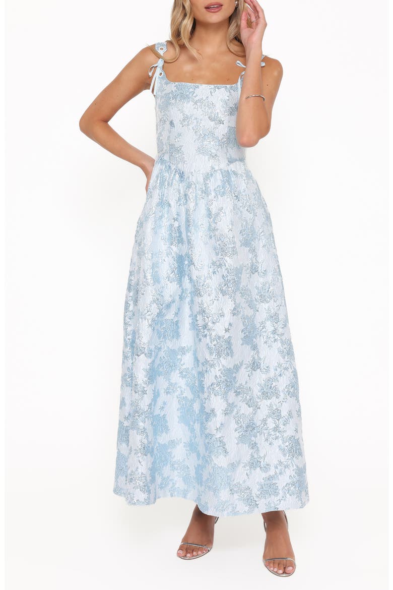 Marcelline Floral Brocade Cocktail Dress, Main, color, BLUE BROCADE